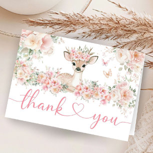 Oh Deer Baby Shower Girl Folded Thank You Card