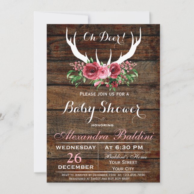 Oh Deer Baby Shower Invitation (Front)