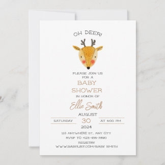 Oh Deer Baby Shower Invitation, Customisable Invitation