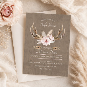 Oh Deer Baby Shower Invitation – Woodland Floral W