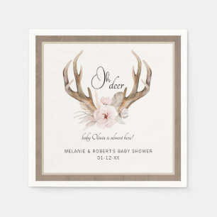 Oh Deer Baby Shower Napkins – Woodland Floral Antl