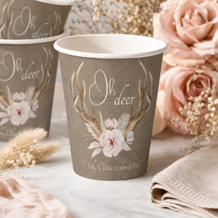 Oh Deer Baby Shower Paper Cups – Woodland Watercol