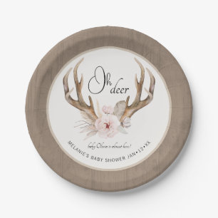 Oh Deer Baby Shower Paper Plates – Woodland Floral