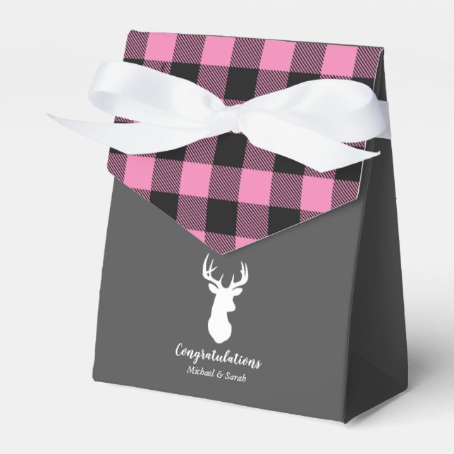 Oh Deer Baby Shower Pink Favour Box (Front Side)