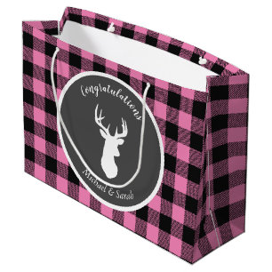 Oh Deer Baby Shower Pink Large Gift Bag
