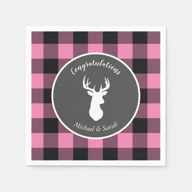 Oh Deer Baby Shower Pink Napkin (Front)
