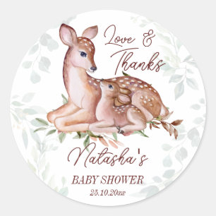 Oh deer baby shower thank you favour classic round sticker