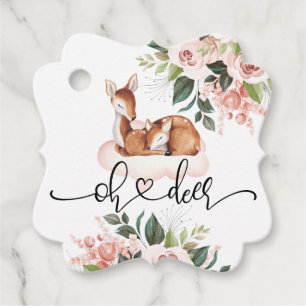 Oh Deer Baby Shower Watercolor Floral Favour Tags