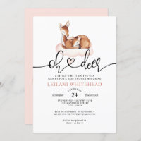 Oh Deer Baby Shower Watercolor Pink Cloud