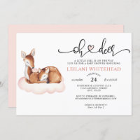 Oh Deer Baby Shower Watercolor Pink Cloud