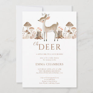 Oh Deer Boho Woodland Animals Girl Baby Shower Invitation