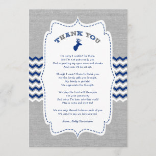 Oh Deer Buck Baby Shower thank you note + poem Card