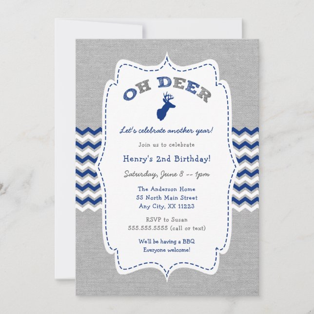 Oh Deer Buck Boy Birthday Party Invitation (Front)