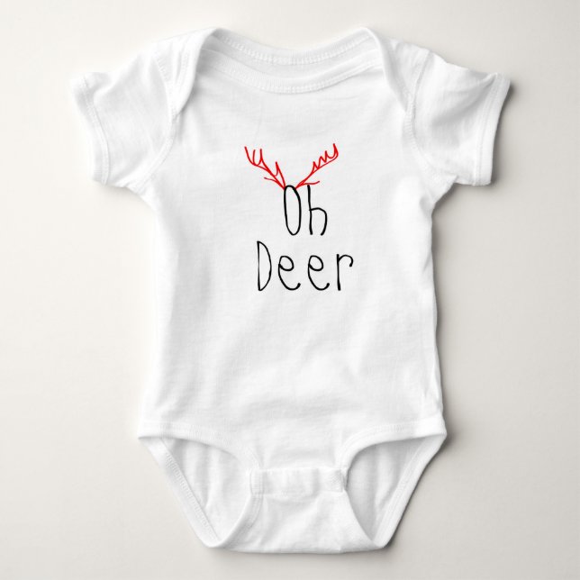 Oh Deer Christmas 3/4 sleeve Raglan T-shirt (Front)