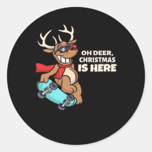 Oh Deer Christmas Celebration Holiday Design Classic Round Sticker