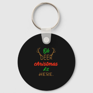 Oh Deer Christmas Celebration Holiday Design Key Ring