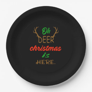 Oh Deer Christmas Celebration Holiday Design Paper Plate