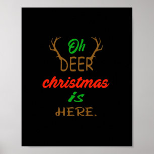 Oh Deer Christmas Celebration Holiday Design Poster