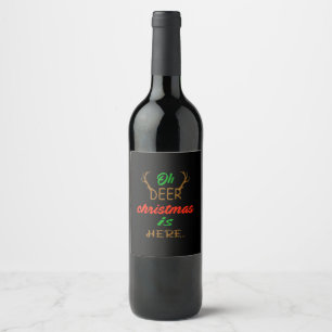 Oh Deer Christmas Celebration Holiday Design Wine Label