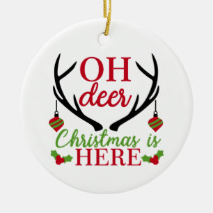 Oh Deer Christmas Ceramic Ornament