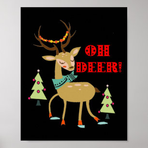 Oh Deer! Christmas Deer With Trees Gift Poster