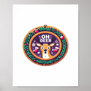 Oh Deer Christmas Festive Holiday Design Poster