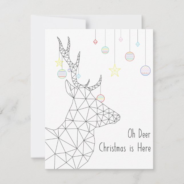 Oh deer christmas (geometric) holiday card (Front)