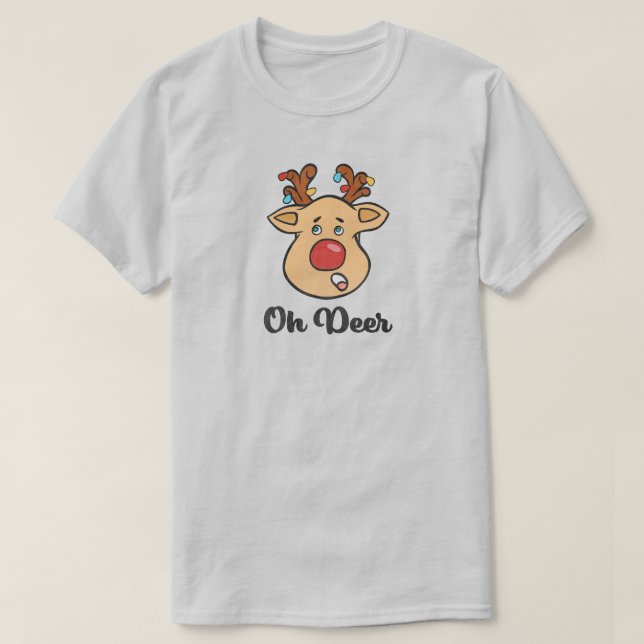 Oh Deer Christmas Holiday T-Shirt (Design Front)