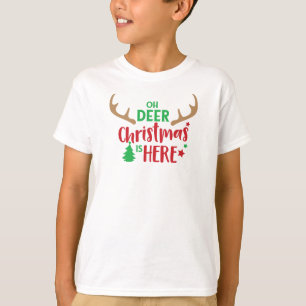 Oh Deer Christmas Is Here, Christmas Tree, Antlers T-Shirt