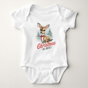 Oh Deer Christmas is Here - Festive Holiday Baby Bodysuit
