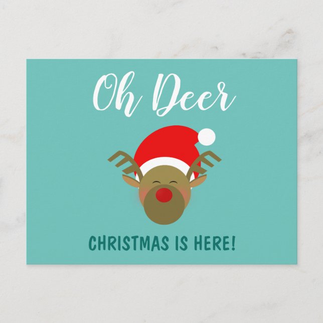 Oh Deer Christmas is Here Holiday Postcard (Front)