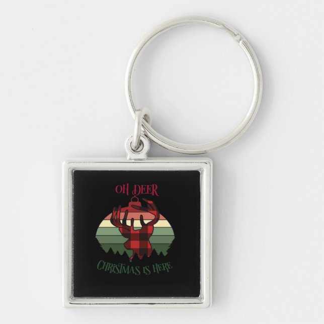 Oh Deer Christmas Is Here Joyful Aesthetic  Key Ring (Front)