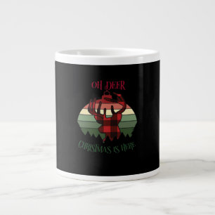 Oh Deer Christmas Is Here Joyful Aesthetic  Large Coffee Mug