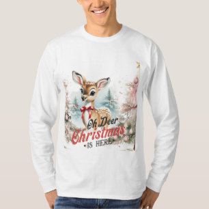 Oh Deer Christmas is here Long Sleeve Tshirt