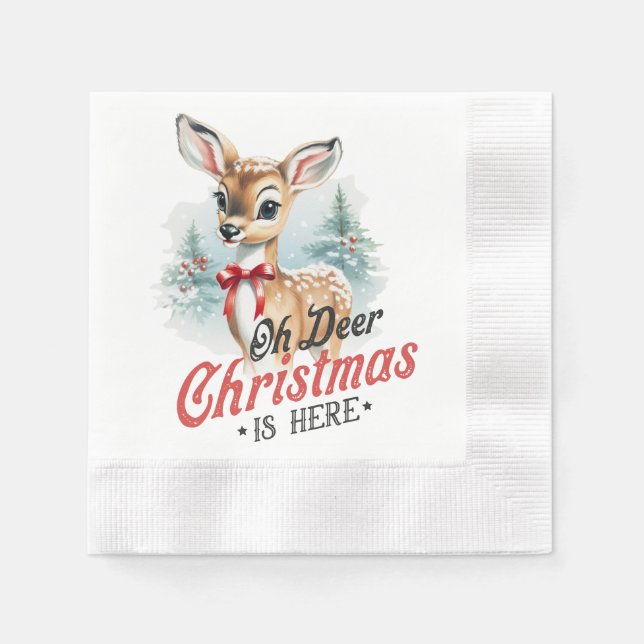 Oh deer Christmas is here,Paper Napkin (Front)