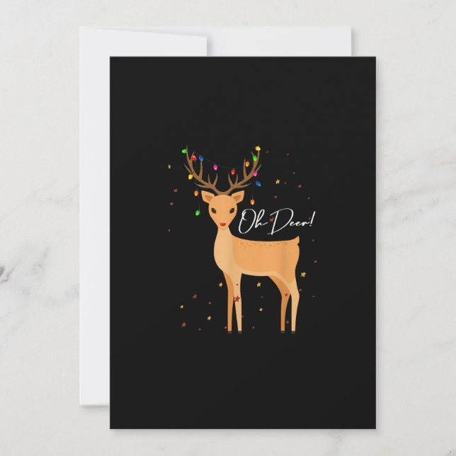Oh Deer Christmas Light Pajama CuFlat Holiday Card (Front)