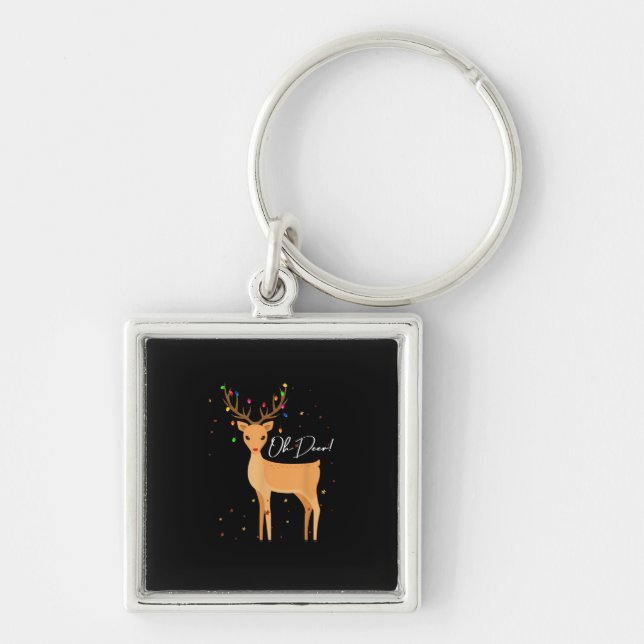 Oh Deer Christmas Light Pajama Cute Reindeer Holid Key Ring (Front)