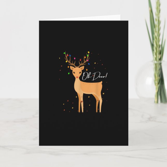 Oh Deer Christmas Light PajamaFolded Greeting Card (Front)