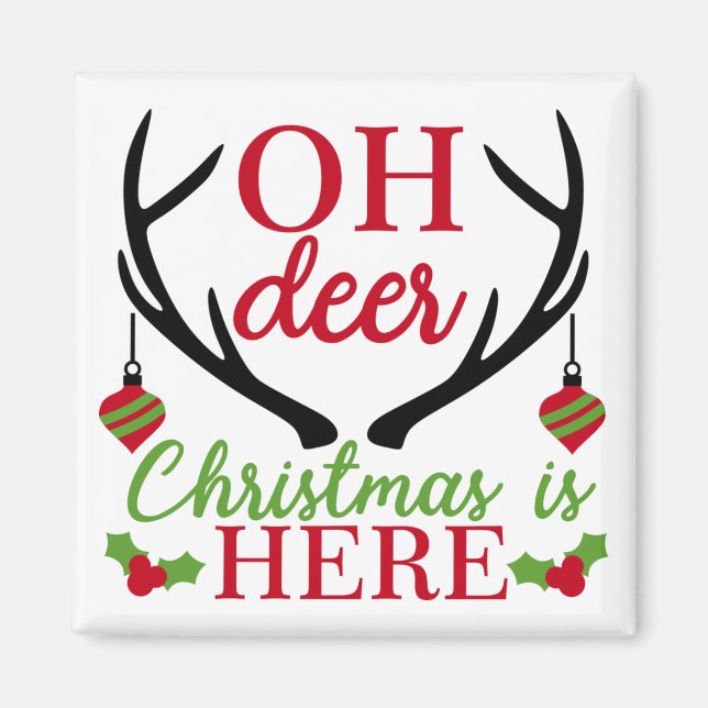 Oh Deer Christmas Magnet (Front)