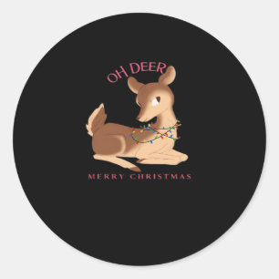 Oh Deer Christmas Modern Design  Classic Round Sticker