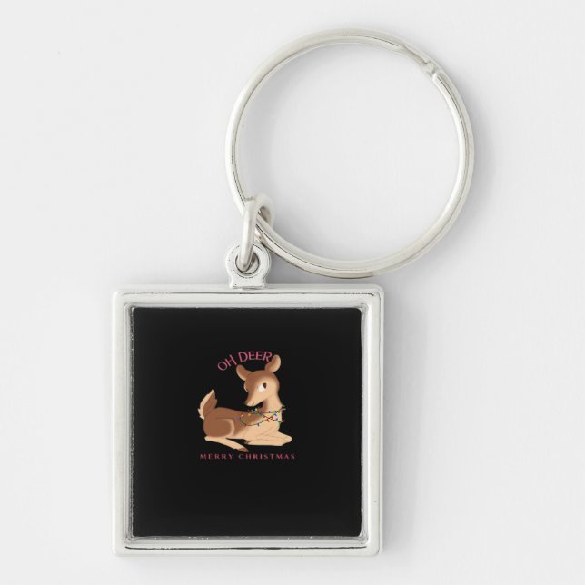 Oh Deer Christmas Modern Design  Key Ring (Front)