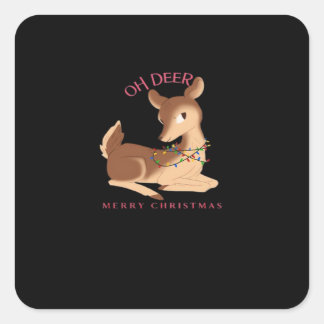 Oh Deer Christmas Modern Design  Square Sticker