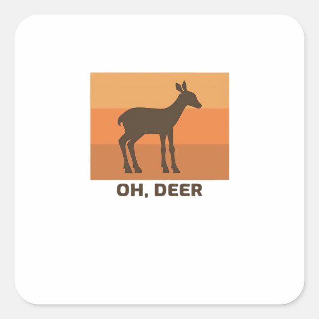 Oh Deer Classic Simple Design  Square Sticker (Front)