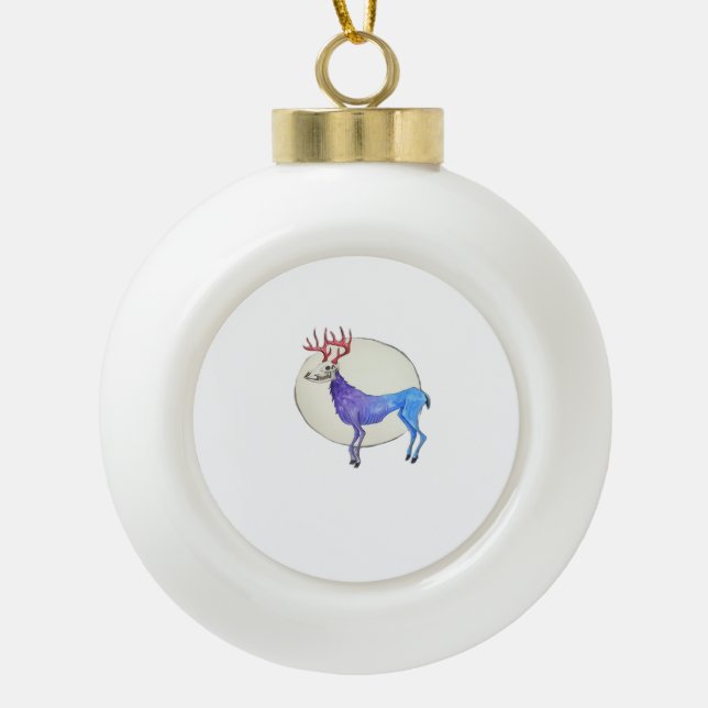 Oh Deer Clean Graphic Style  Ceramic Ball Christmas Ornament (Front)