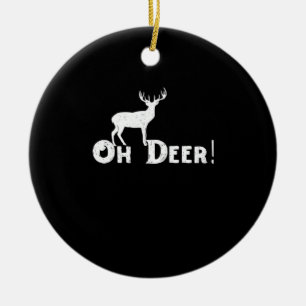 Oh Deer Clean Graphic Style Ceramic Ornament