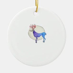 Oh Deer Clean Graphic Style Ceramic Ornament
