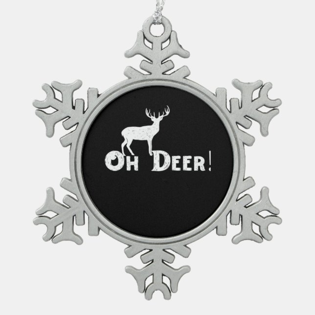 Oh Deer Clean Graphic Style  Snowflake Pewter Christmas Ornament (Front)