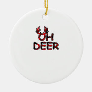 Oh Deer Clean Layout Ceramic Ornament
