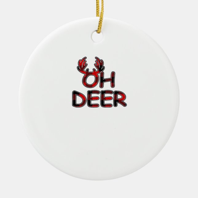 Oh Deer Clean Layout Ceramic Ornament (Front)