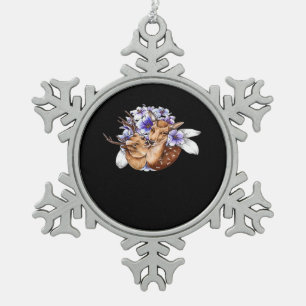 Oh Deer Clean Minimal Style Snowflake Pewter Christmas Ornament